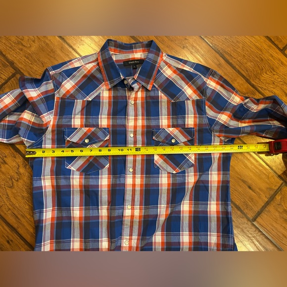 Double Pump western shirt men’s Large blue red plaid button pearl snap Cowboy - Picture 4 of 12